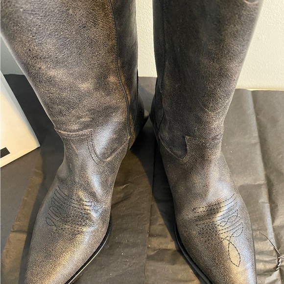 SCHUTZ Black Leather Heeled Knee Boots - Picture 3 of 4